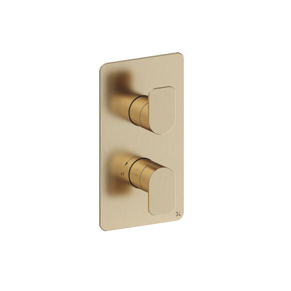 Crosswater Fuse Brushed Brass Thermostatic 2 Outlet 2 Handle Shower Valve